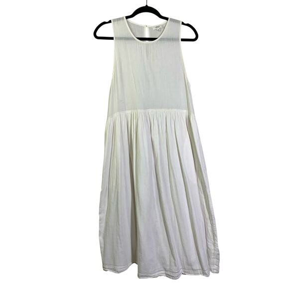 WILFRED ARITZIA Dress Small Scoop Neck Sleeveless Drop Waist Cotton Midi Pockets - Picture 1 of 13